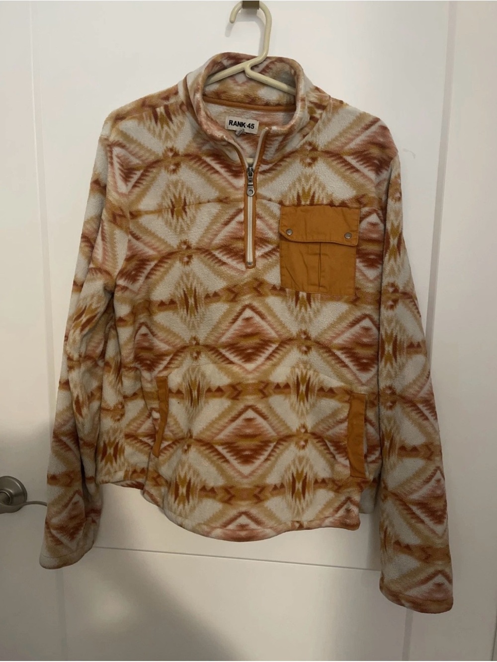 Rank 45 women Tan Patterned Half-Zip Fleece Pullover
